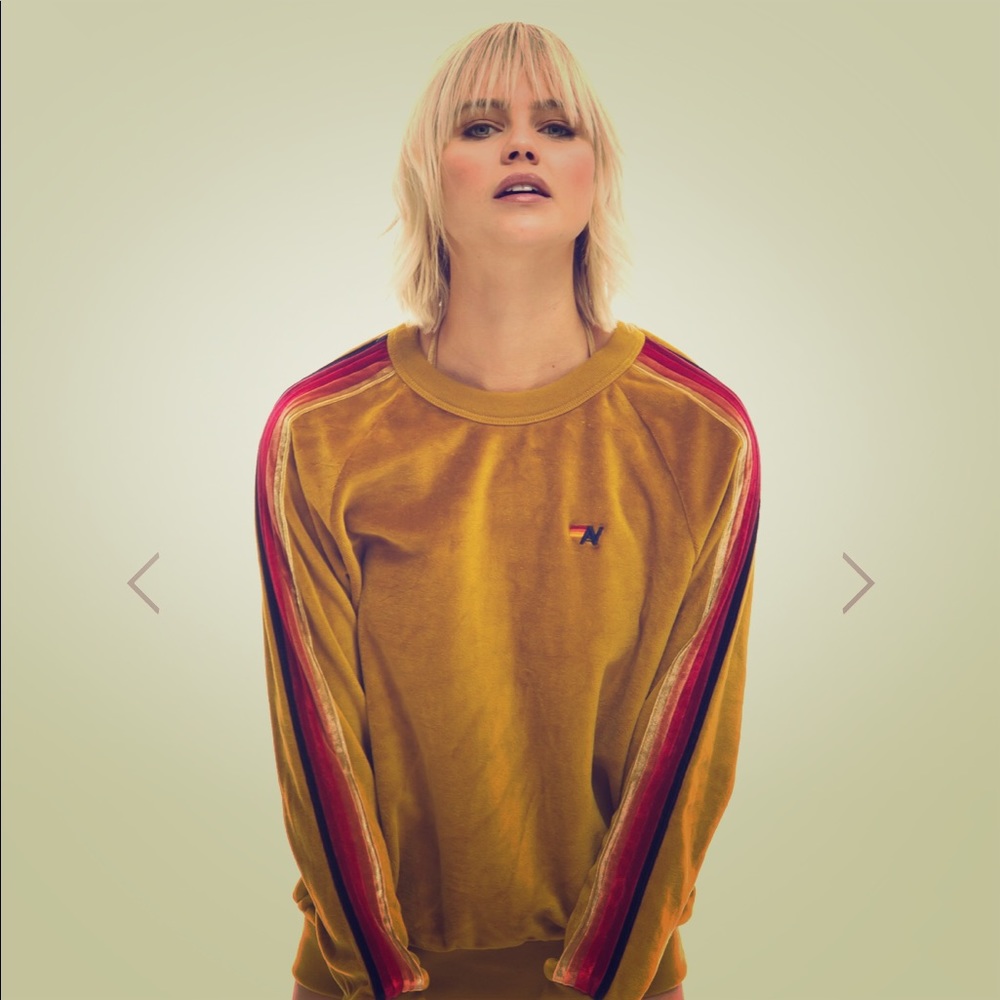 Aviator Nation Velour Hoodie in Gold ☀️